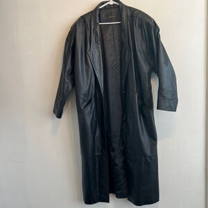 Women's vintage Express Leather Coat, Black, Size L
